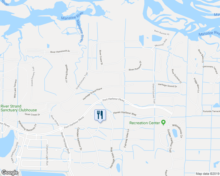 map of restaurants, bars, coffee shops, grocery stores, and more near 7912 Heritage Grand PIace in Bradenton