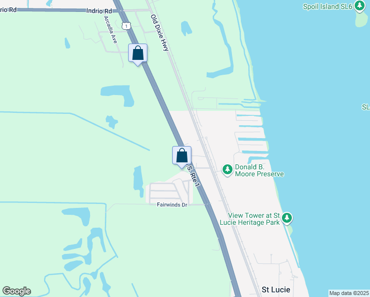 map of restaurants, bars, coffee shops, grocery stores, and more near 106 White Ridge Lane in Fort Pierce
