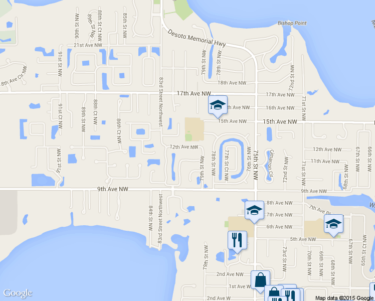 map of restaurants, bars, coffee shops, grocery stores, and more near 8011 12th Avenue Northwest in Bradenton