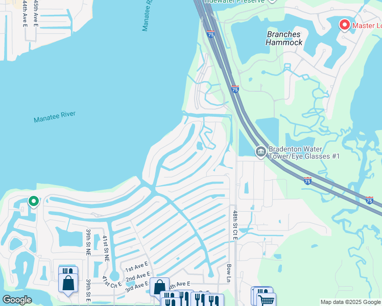 map of restaurants, bars, coffee shops, grocery stores, and more near 553 Fore Drive in Bradenton