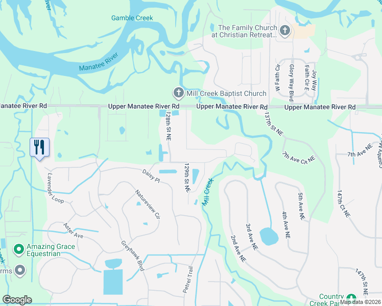 map of restaurants, bars, coffee shops, grocery stores, and more near 754 129th Street Northeast in Bradenton