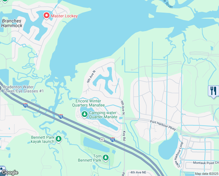map of restaurants, bars, coffee shops, grocery stores, and more near 6193 9th Avenue Circle Northeast in Bradenton
