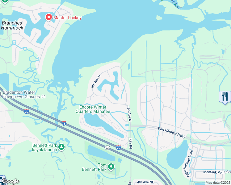 map of restaurants, bars, coffee shops, grocery stores, and more near 6193 9th Avenue Circle Northeast in Bradenton