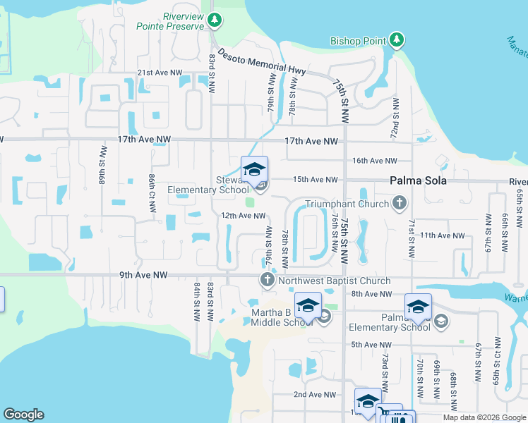 map of restaurants, bars, coffee shops, grocery stores, and more near 1111 79th Street Northwest in Bradenton