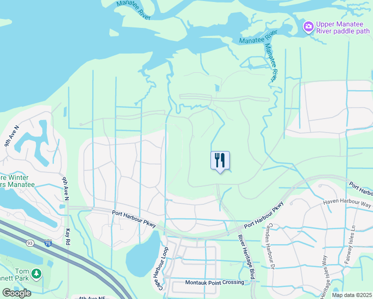 map of restaurants, bars, coffee shops, grocery stores, and more near 7018 Grand Estuary Trail in Bradenton