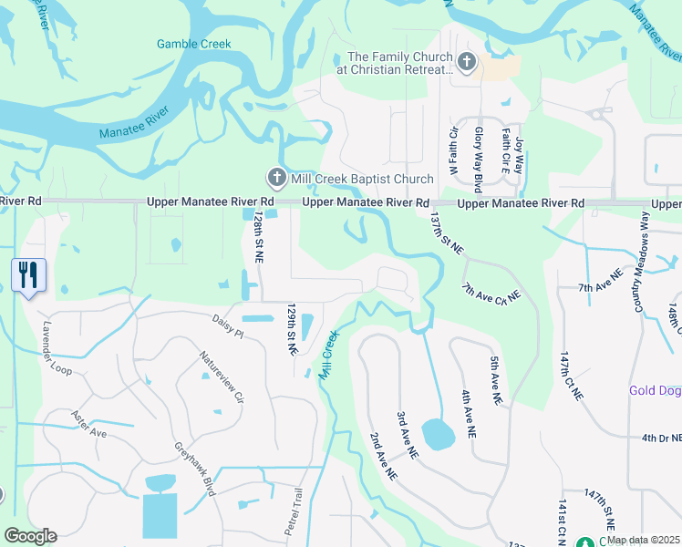 map of restaurants, bars, coffee shops, grocery stores, and more near 722 129th Street Northeast in Bradenton