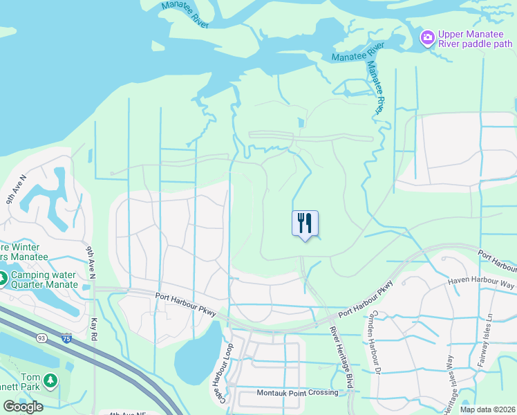 map of restaurants, bars, coffee shops, grocery stores, and more near 7018 Grand Estuary Trail in Bradenton