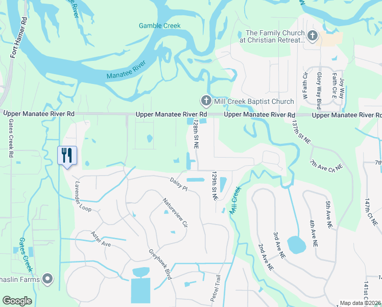 map of restaurants, bars, coffee shops, grocery stores, and more near 718 128th Street Northeast in Bradenton