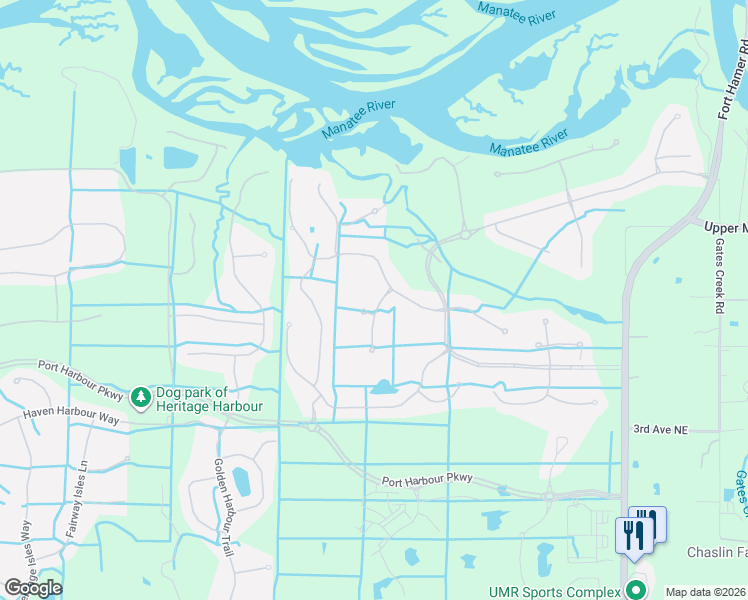 map of restaurants, bars, coffee shops, grocery stores, and more near 710 Misty Pond Court in Bradenton
