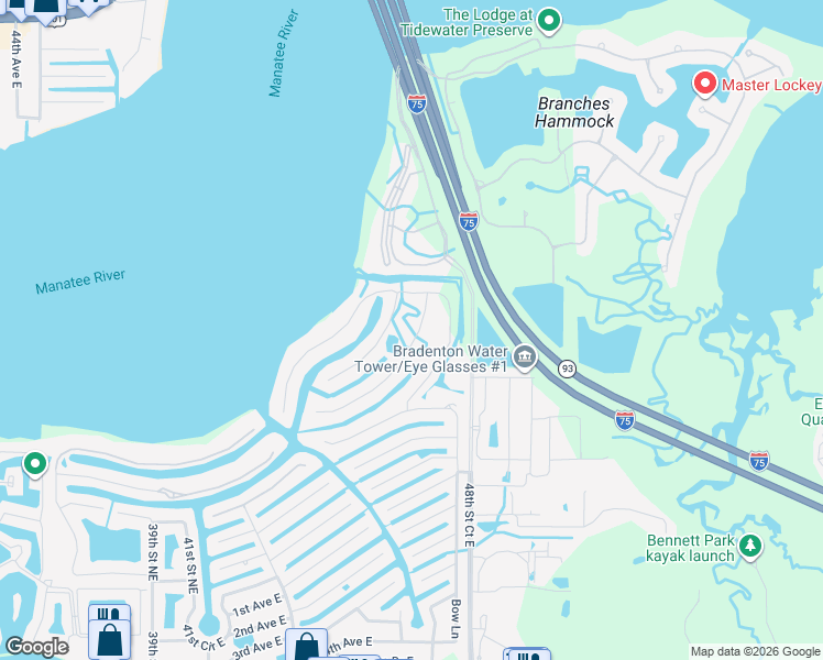 map of restaurants, bars, coffee shops, grocery stores, and more near 576 Mast Drive in Bradenton