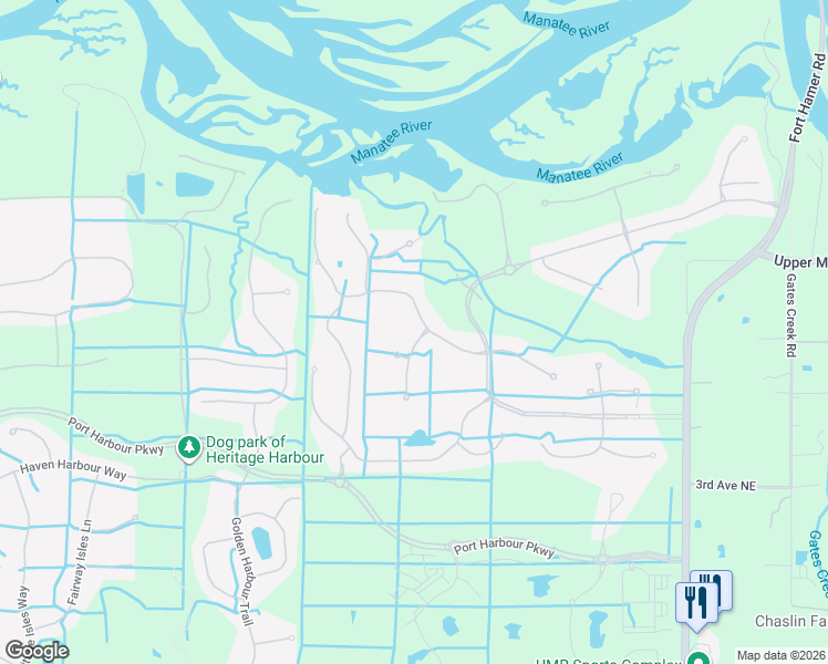 map of restaurants, bars, coffee shops, grocery stores, and more near 714 Misty Pond Court in Bradenton
