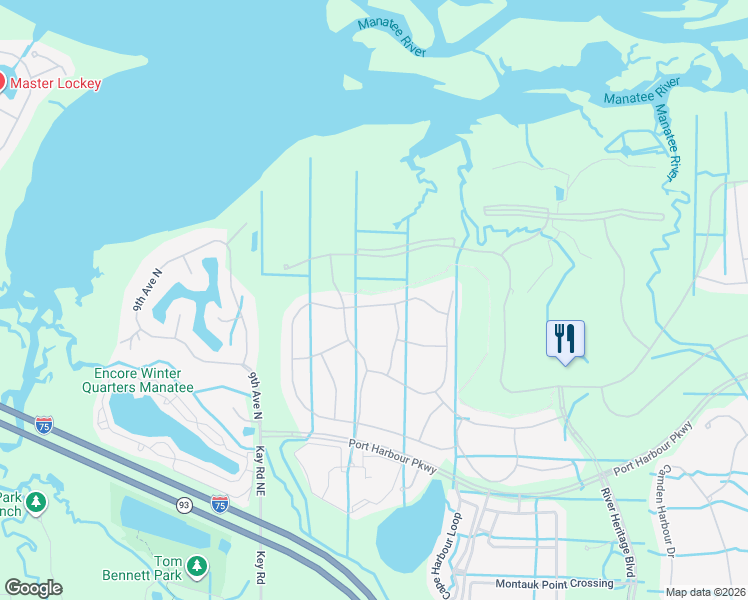 map of restaurants, bars, coffee shops, grocery stores, and more near 6450 Willowshire Way in Bradenton