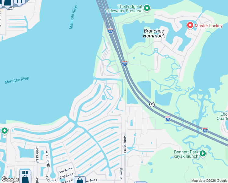 map of restaurants, bars, coffee shops, grocery stores, and more near 556 Regatta Way in Bradenton