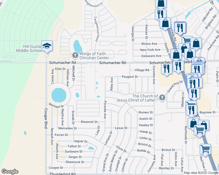map of restaurants, bars, coffee shops, grocery stores, and more near 1507 Riley Avenue in Sebring