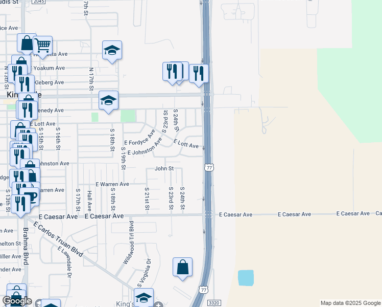 map of restaurants, bars, coffee shops, grocery stores, and more near 2102 Louisiana Avenue in Kingsville