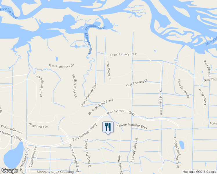 map of restaurants, bars, coffee shops, grocery stores, and more near 7808 River Preserve Drive in Bradenton