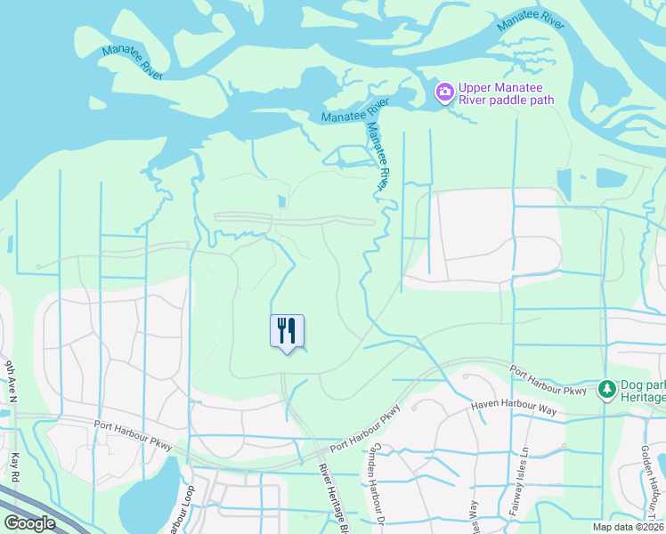 map of restaurants, bars, coffee shops, grocery stores, and more near 416 Winding Brook Lane in Bradenton