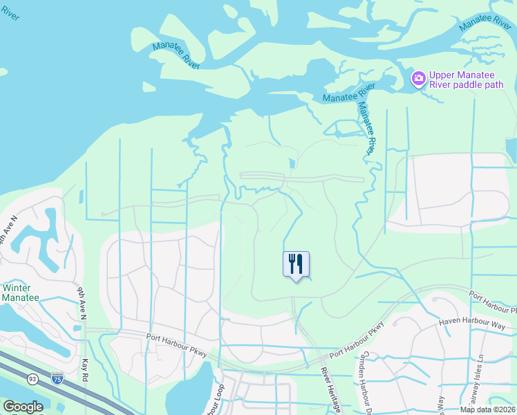 map of restaurants, bars, coffee shops, grocery stores, and more near 6911 Grand Estuary Trail in Bradenton