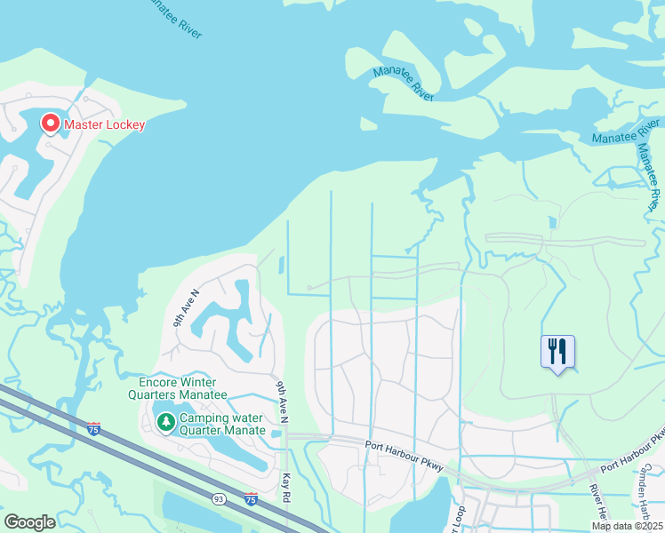 map of restaurants, bars, coffee shops, grocery stores, and more near 6509 Grand Estuary Trail in Bradenton