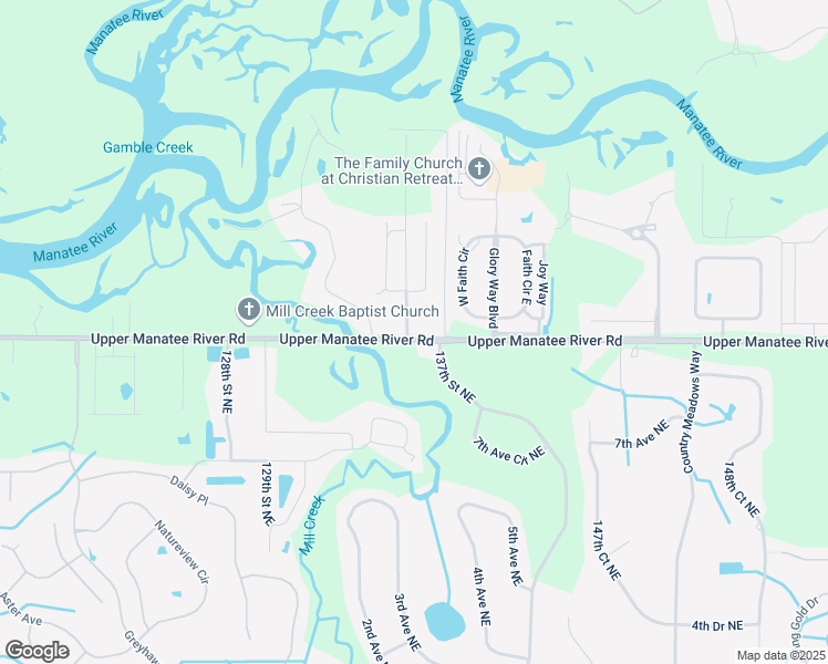 map of restaurants, bars, coffee shops, grocery stores, and more near 13401 Upper Manatee River Road in Bradenton