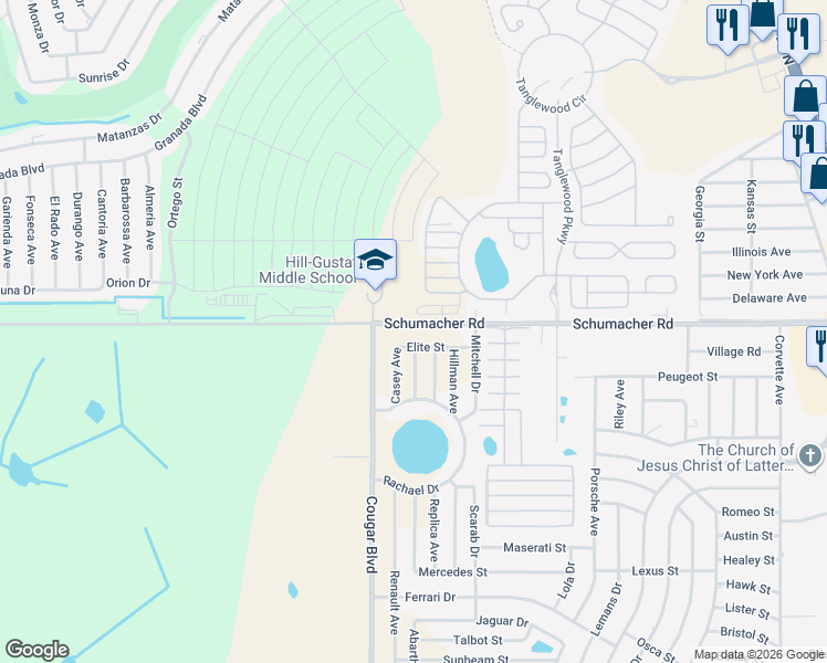 map of restaurants, bars, coffee shops, grocery stores, and more near 4517 Schumacher Road in Sebring
