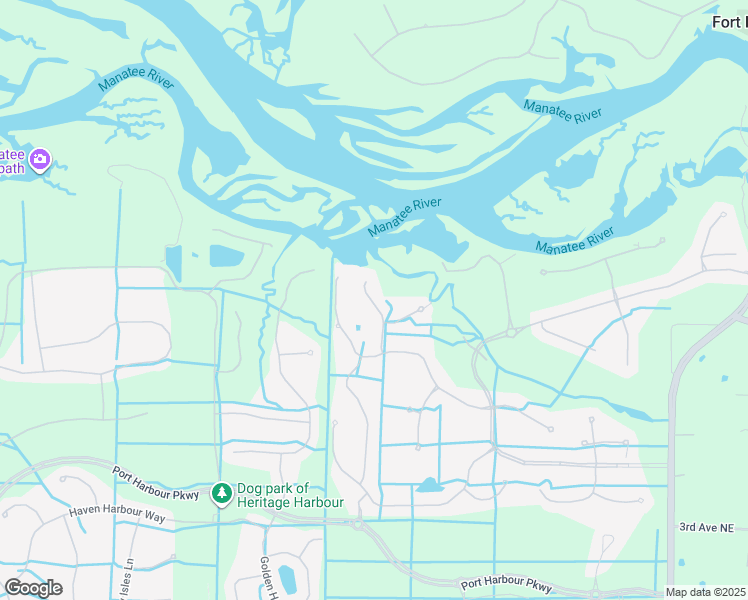 map of restaurants, bars, coffee shops, grocery stores, and more near 927 River Basin Court in Bradenton