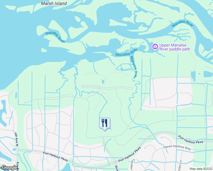 map of restaurants, bars, coffee shops, grocery stores, and more near 7144 River Hammock Drive in Bradenton