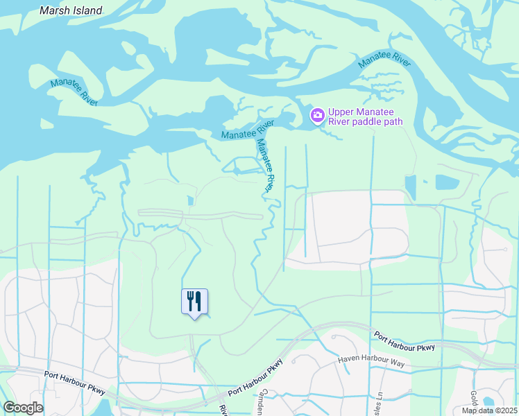 map of restaurants, bars, coffee shops, grocery stores, and more near 7315 River Hammock Drive in Bradenton