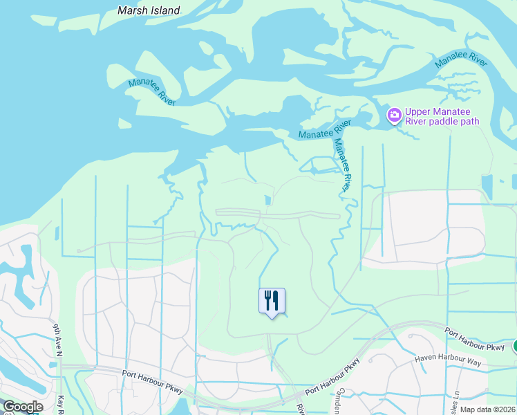 map of restaurants, bars, coffee shops, grocery stores, and more near 7144 River Hammock Drive in Bradenton