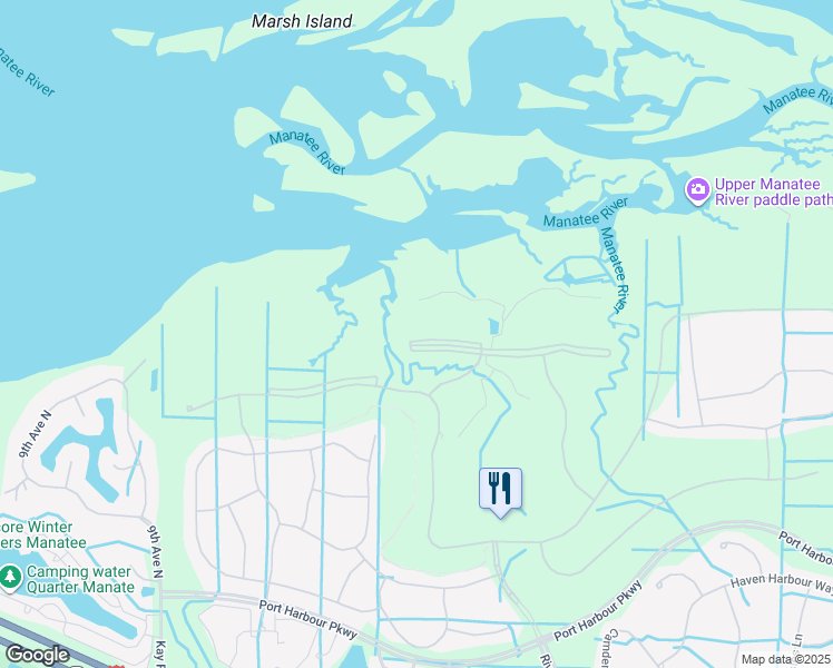 map of restaurants, bars, coffee shops, grocery stores, and more near 7005 River Hammock Drive in Bradenton