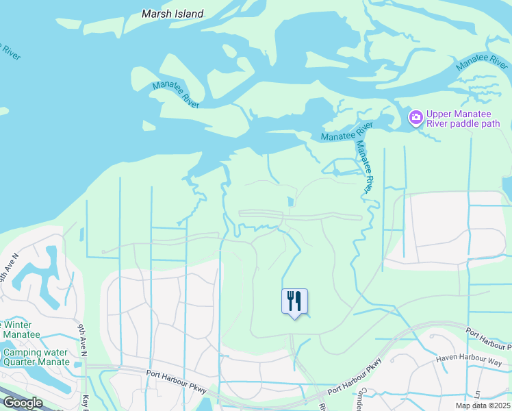 map of restaurants, bars, coffee shops, grocery stores, and more near 7019 River Hammock Drive in Bradenton