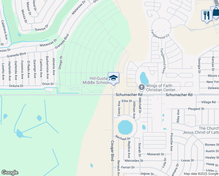 map of restaurants, bars, coffee shops, grocery stores, and more near 4700 Schumacher Road in Sebring