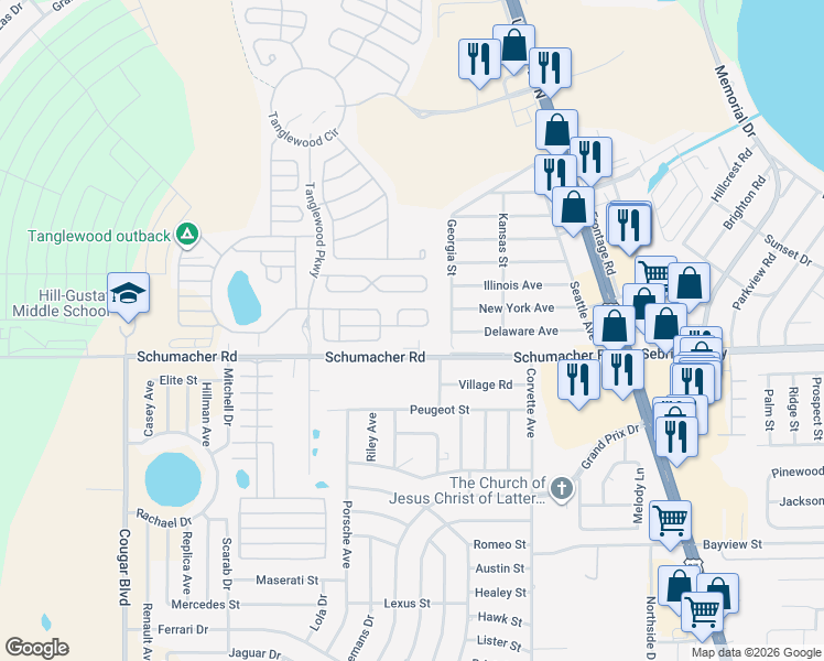 map of restaurants, bars, coffee shops, grocery stores, and more near Beartooth Pass in Sebring