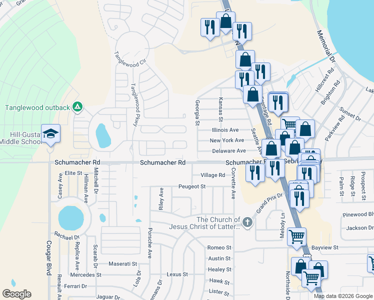 map of restaurants, bars, coffee shops, grocery stores, and more near Beartooth Pass in Sebring