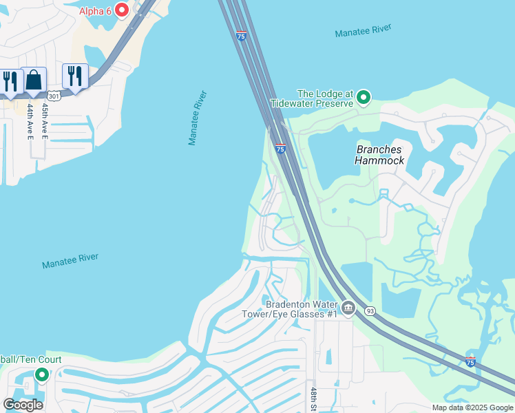 map of restaurants, bars, coffee shops, grocery stores, and more near 1010 Tidewater Shores Loop in Bradenton