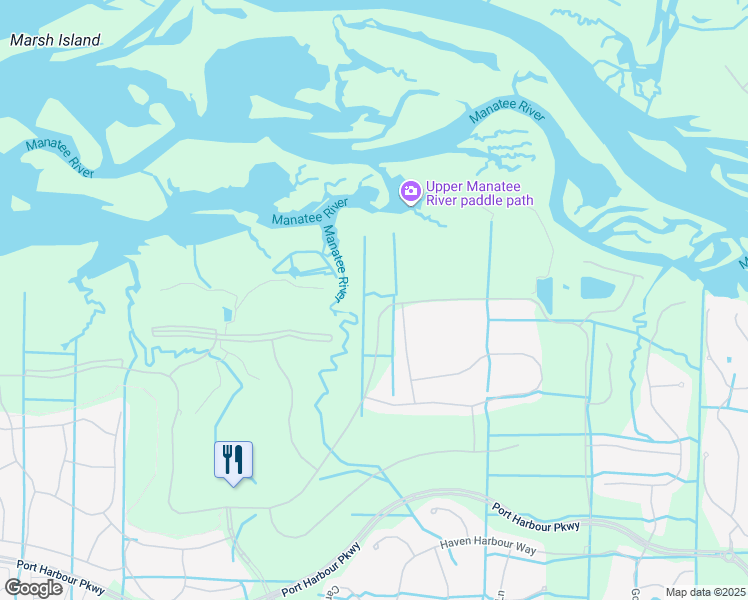 map of restaurants, bars, coffee shops, grocery stores, and more near 7607 Grand Estuary Trail in Bradenton