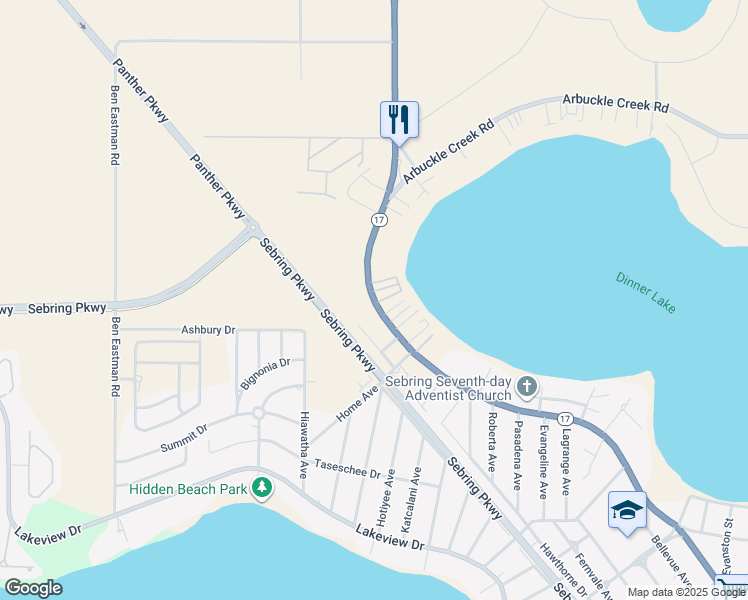 map of restaurants, bars, coffee shops, grocery stores, and more near 2901 Florida 17 in Sebring