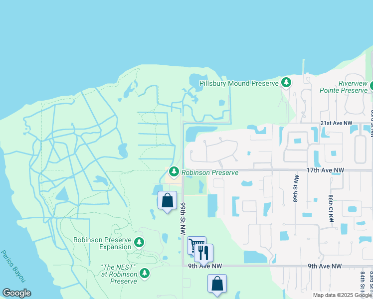 map of restaurants, bars, coffee shops, grocery stores, and more near 9822 18th Drive Northwest in Bradenton