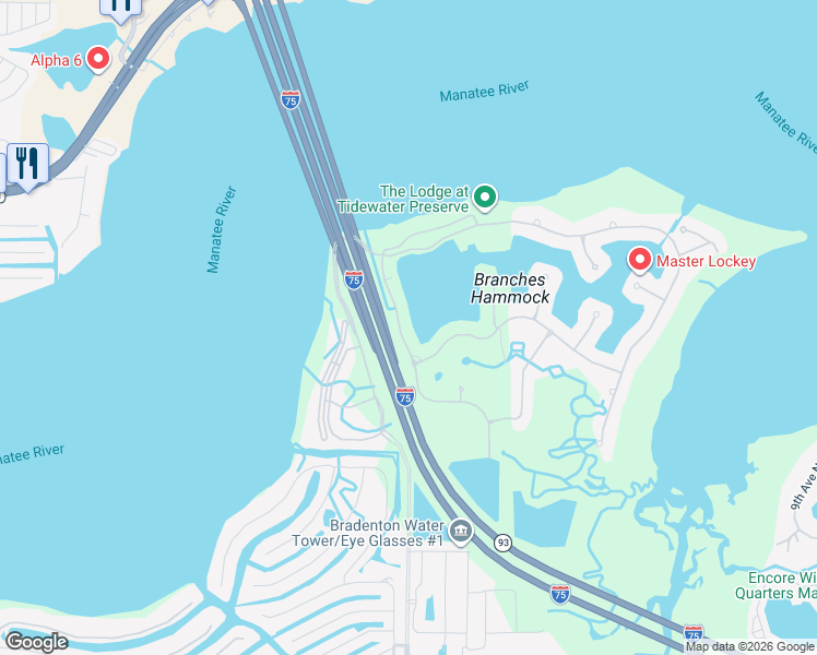 map of restaurants, bars, coffee shops, grocery stores, and more near 1037 Riverscape Street in Bradenton