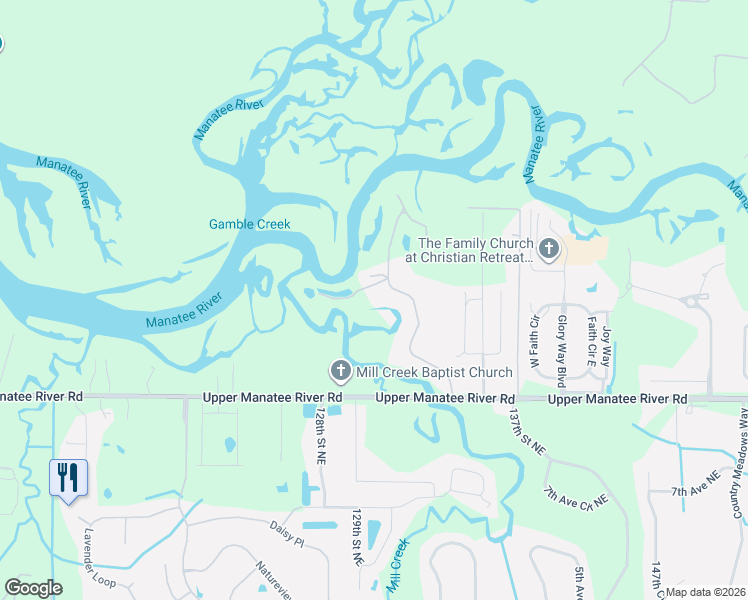 map of restaurants, bars, coffee shops, grocery stores, and more near 1150 Mill Creek Road in Bradenton