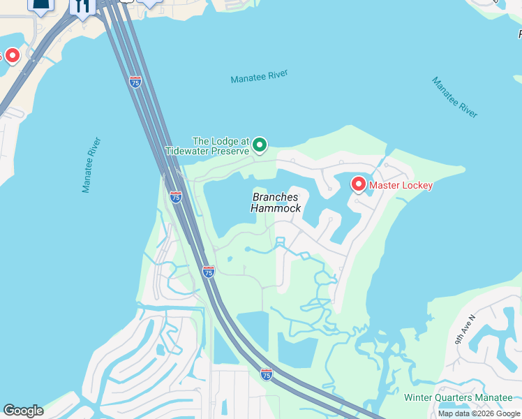 map of restaurants, bars, coffee shops, grocery stores, and more near 1106 Overlook Court in Bradenton