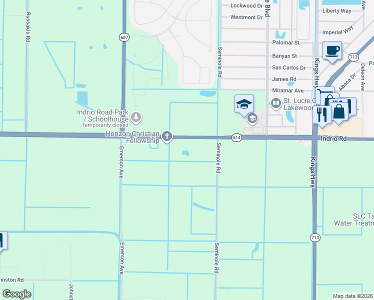 map of restaurants, bars, coffee shops, grocery stores, and more near 8311 Indrio Road in Fort Pierce