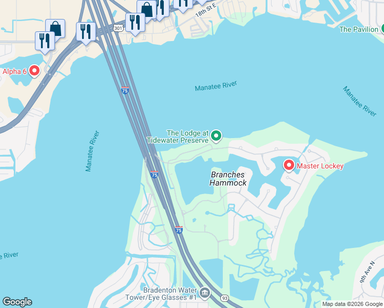 map of restaurants, bars, coffee shops, grocery stores, and more near 1240 Riverscape Street in Bradenton