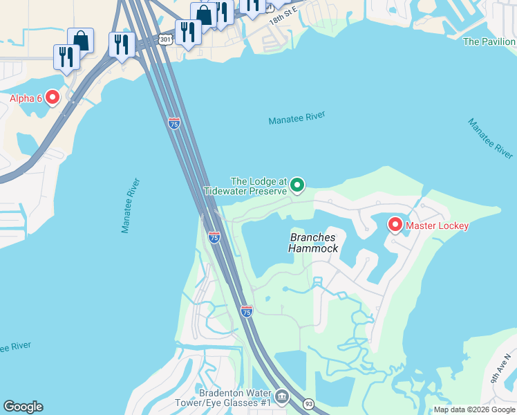 map of restaurants, bars, coffee shops, grocery stores, and more near 1240 Riverscape Street in Bradenton