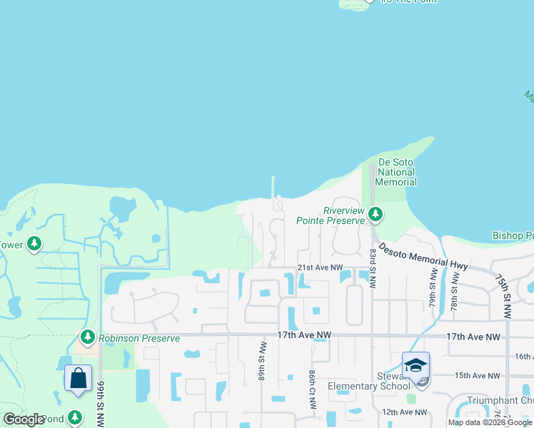 map of restaurants, bars, coffee shops, grocery stores, and more near 2608 89th Street Northwest in Bradenton