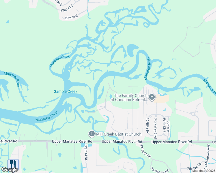 map of restaurants, bars, coffee shops, grocery stores, and more near 1245b Mill Creek Road in Bradenton
