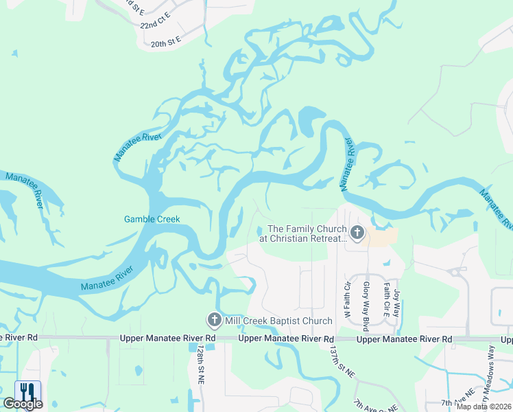 map of restaurants, bars, coffee shops, grocery stores, and more near 1245b Mill Creek Road in Bradenton