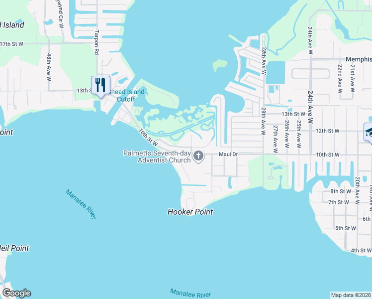 map of restaurants, bars, coffee shops, grocery stores, and more near 3334 10 Th Lane West in Palmetto