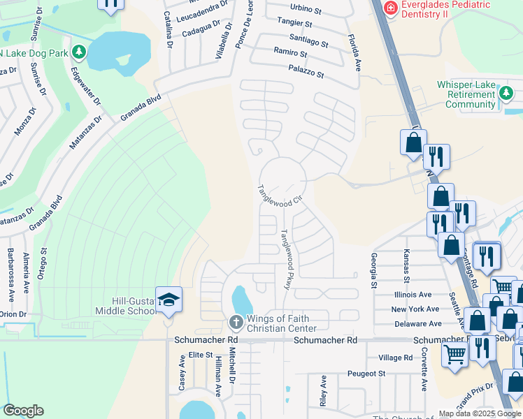 map of restaurants, bars, coffee shops, grocery stores, and more near 1459-1599 Carefree Parkway in Sebring