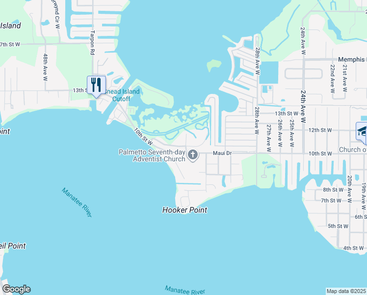 map of restaurants, bars, coffee shops, grocery stores, and more near 3334 10 Th Lane West in Palmetto